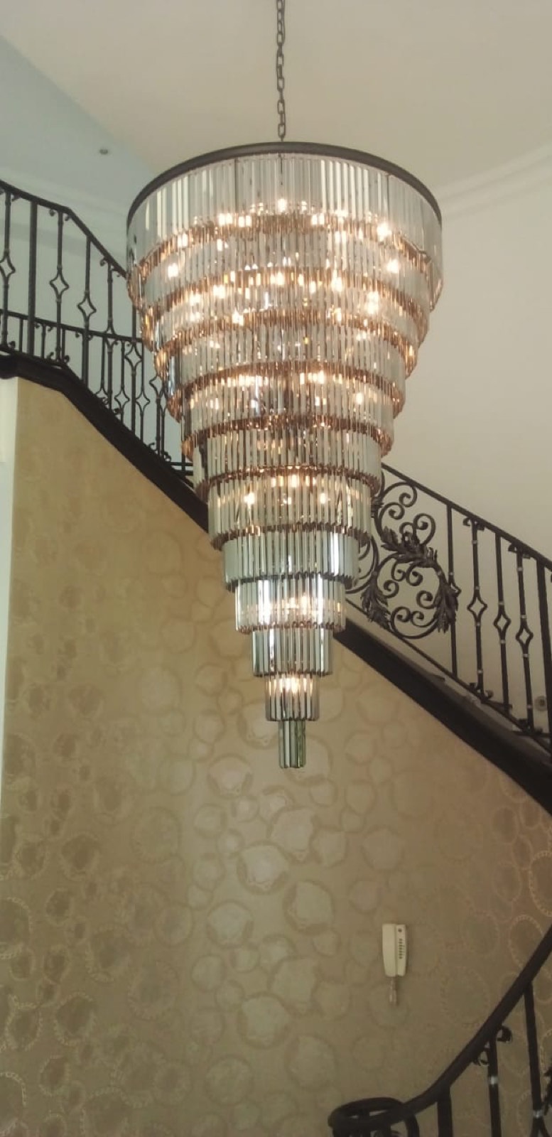Statement chandelier installation