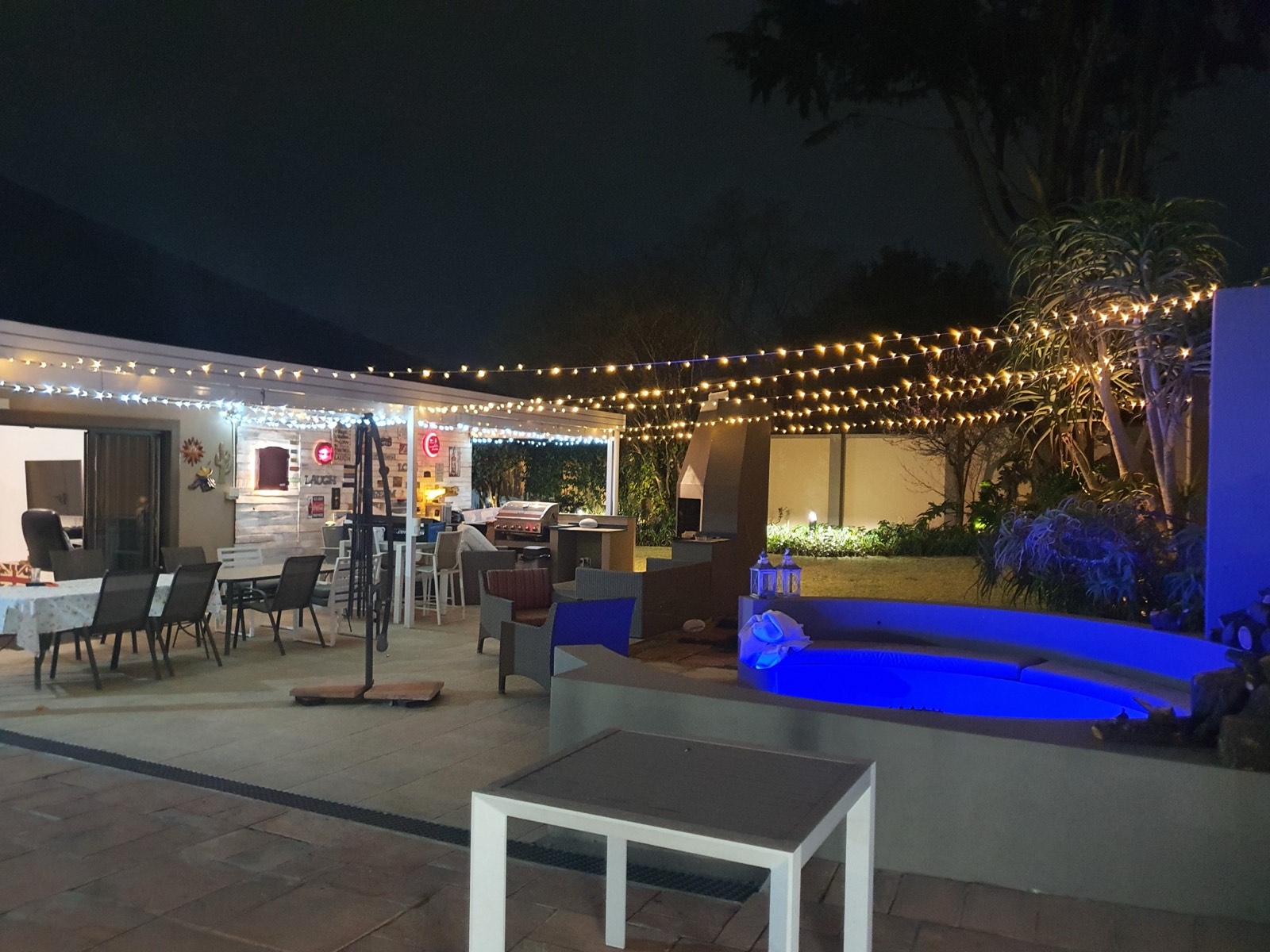 Patio ambience lighting installation